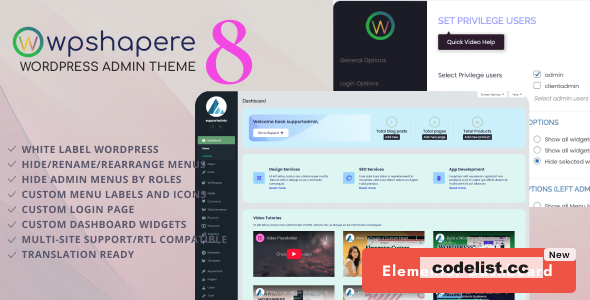 WPShapere v8.0.0 - Wordpress Admin Theme