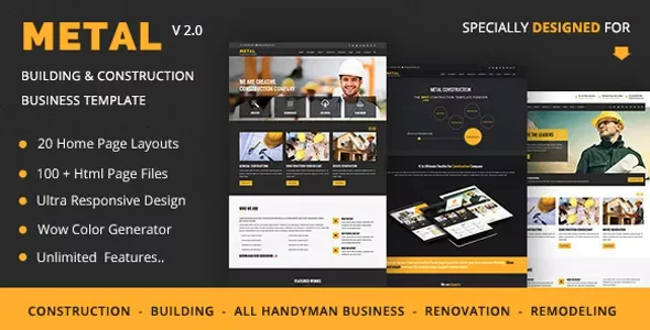 Metal - Mobile Friendly Building & Construction Business Template v2.0