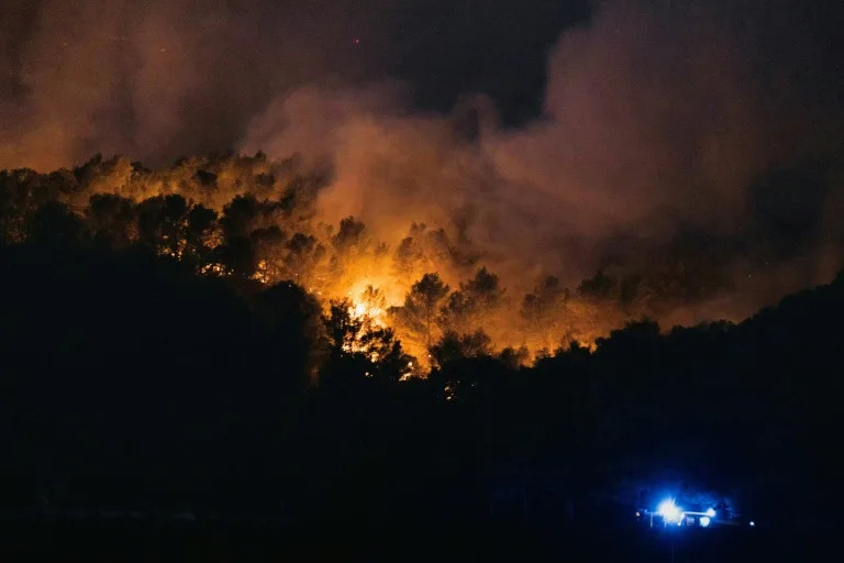 Smoke billows from a forest fire in southern France (Idriss BIGOU-GILLES)